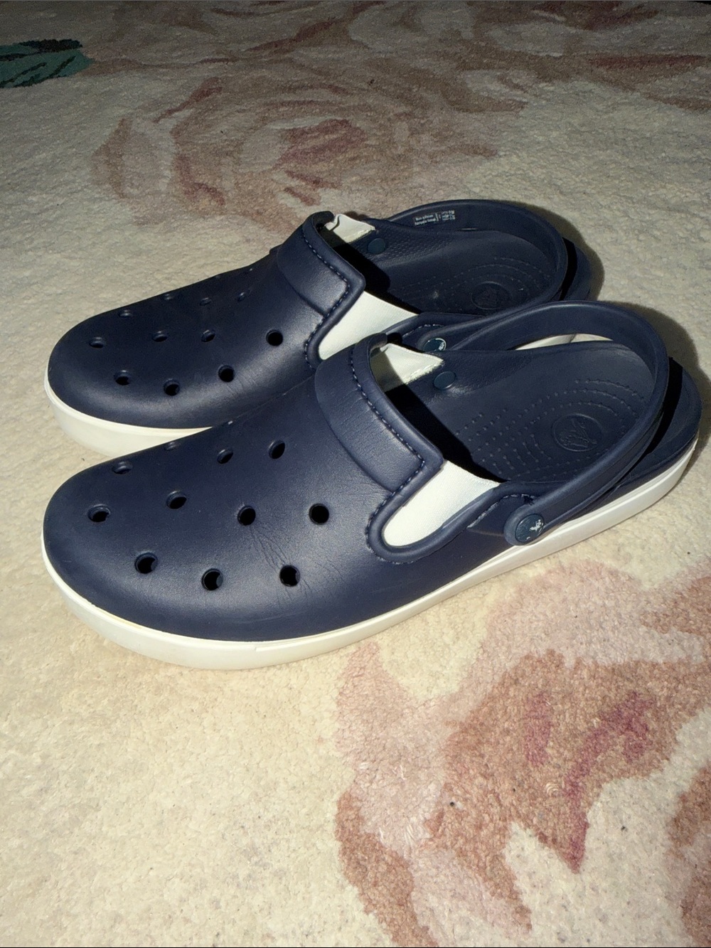 CROCS Men's Navy and White Slip-On Clog Sandals